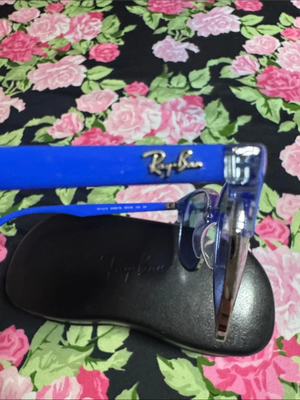 NEW Ray-Ban Blue Semi-Rimless Sunglasses with Blue Lenses